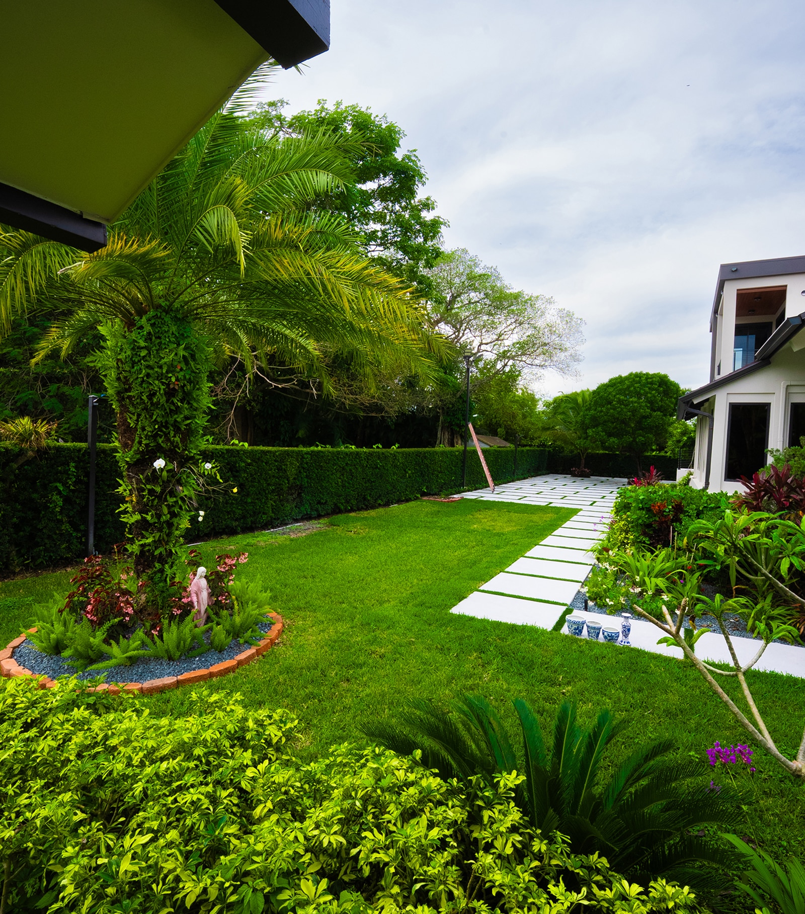 Finished South Florida garden and outdoor walkway